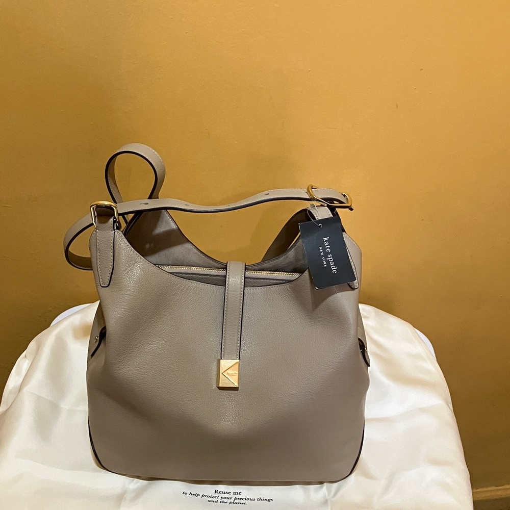 Kate Spade Deco Large pebble leather & suede Tote bag  Taupe